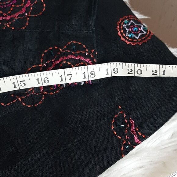 Saint  Tropez  West‎ 100 % Linen Black Beaded Sequin Jacket 1X - Picture 11 of 11